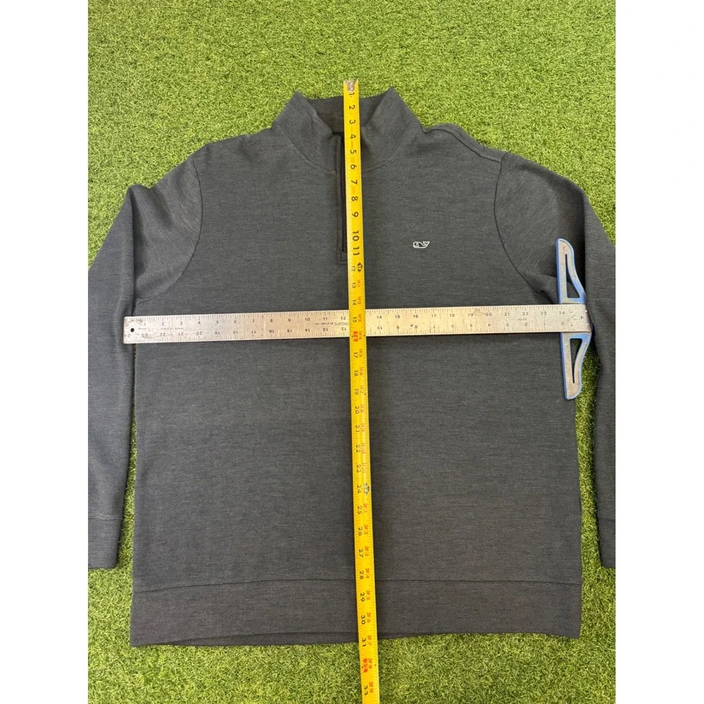Vineyard Vines Mens XL Quarter Zip Pullover Sweater Dark Gray Heather Whale Logo